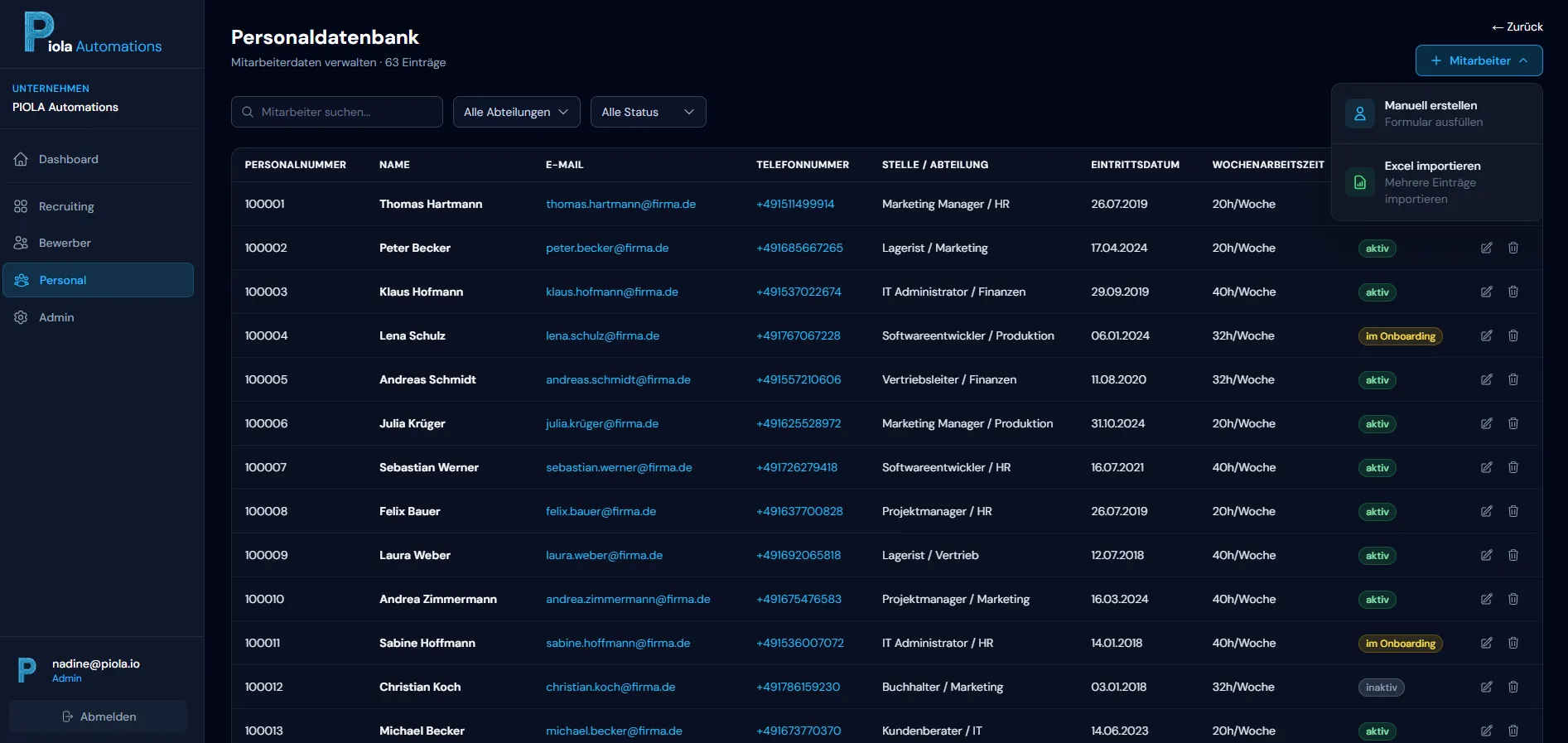Mitarbeiter Detailansicht